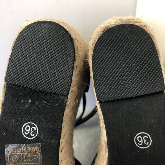 NWOT Black Suede Platform Wedge Espadrilles Size 36 (5.5 US) - Picture 11 of 16